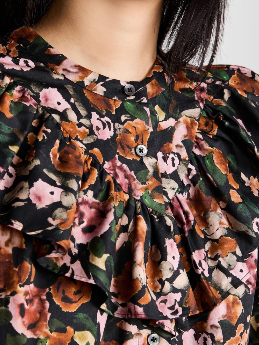 Something Navy Floral Ruffle Shift Dress - Picture 5 of 8